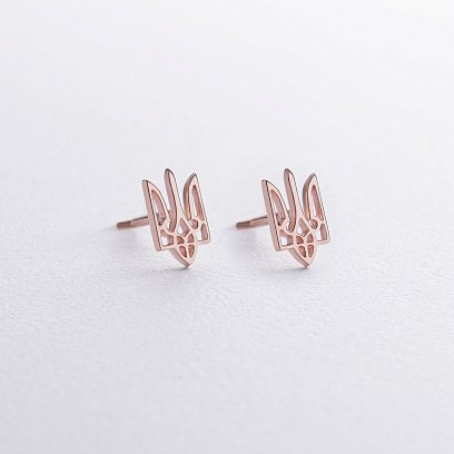 Золоті сережки - пусети "Герб України - Тризуб" с02839