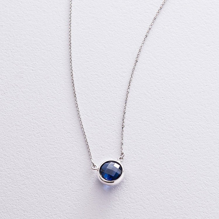 Золотое колье с синт. сапфиром кол01545 от ювелирного магазина Оникс