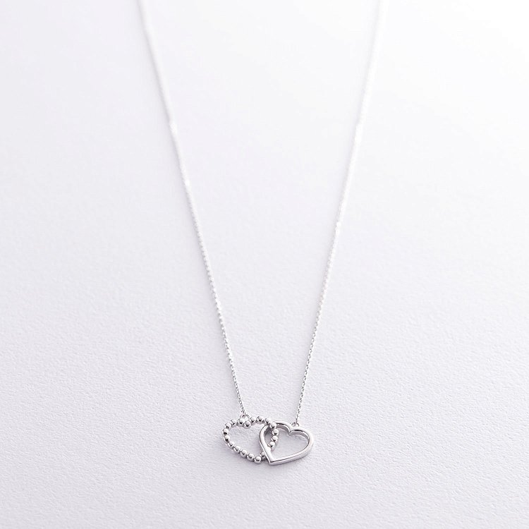 Кольє "Закохані серця" в білому золоті кол01688 від ювелірного магазину Онікс