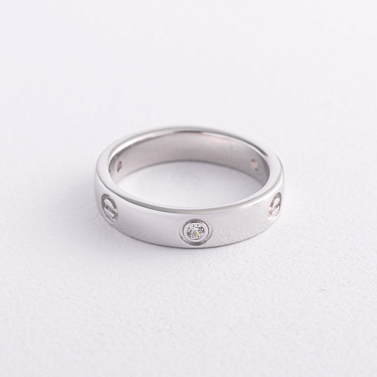 Серебряное кольцо "Love" с фианитами 112854 от ювелирного магазина Оникс