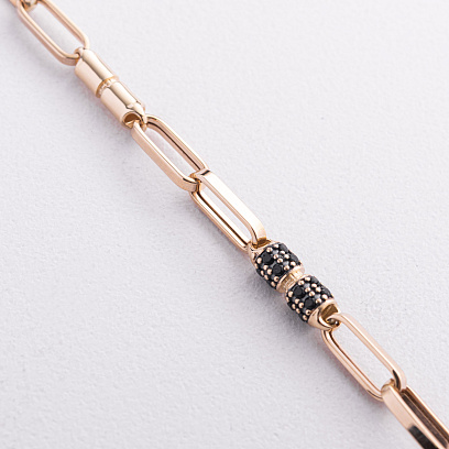Золотий браслет "Lucile" (чорні фіаніти) б05839 №5