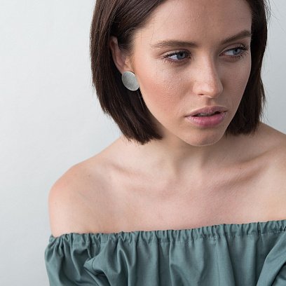 Срібні сережки "Великі комети" матові 122493 №7