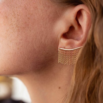 Золоті сережки - клаймбери "Камілла" з ланцюжками с07965 №2