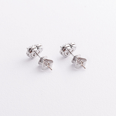 Золоті сережки - пусети "Сердечки" з діамантами сб0651nl №3