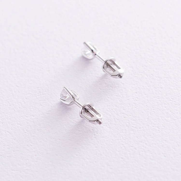 Сережки-пусети з білого золота з фіанітами с02828 від ювелірного магазину Онікс - 3