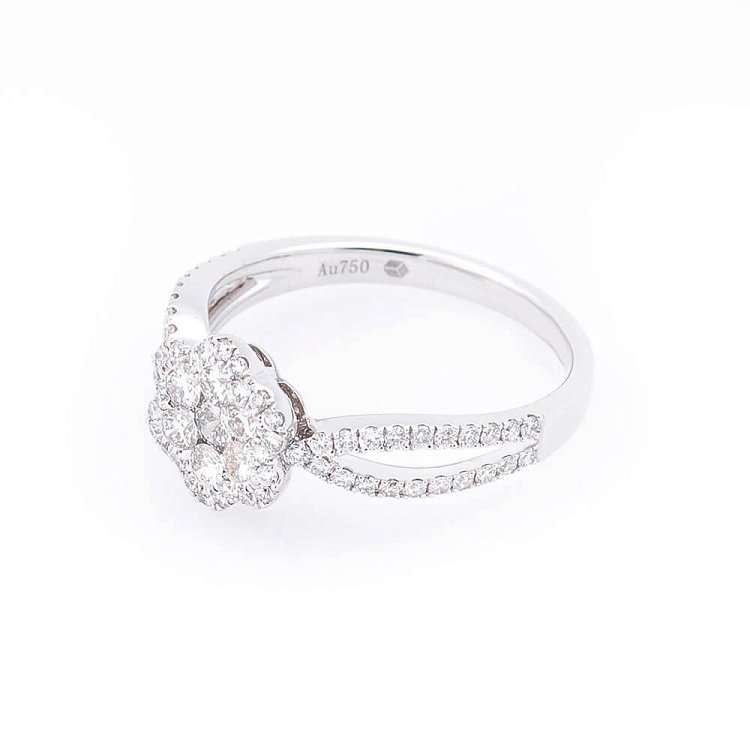 Золотое кольцо с бриллиантами "Цветочек" кб0095cha - 1 Золотое кольцо с бриллиантами "Цветочек" кб0095cha от ювелирного магазина Оникс - 1