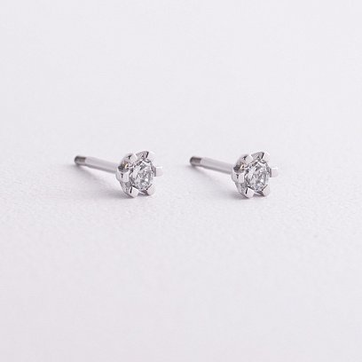 Золотые серьги - пусеты с фианитами с09285