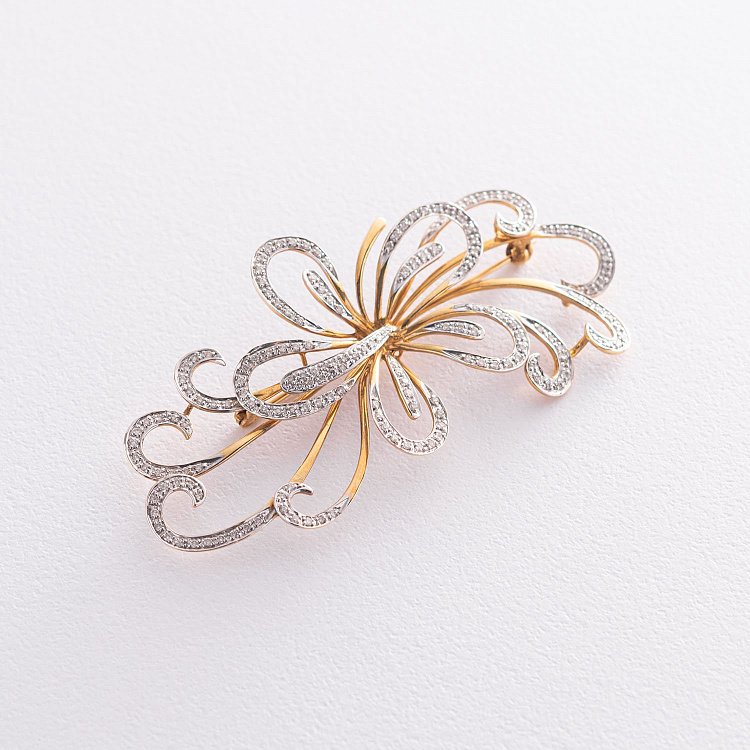 Золота брошка з діамантами зкит1237 від ювелірного магазину Онікс