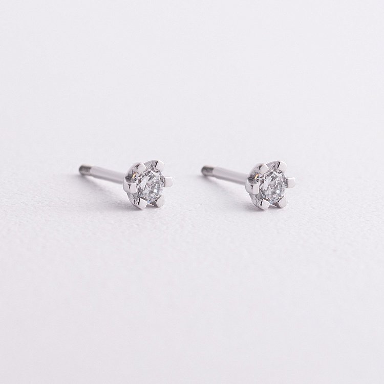 Золотые серьги - пусеты с фианитами с09285 от ювелирного магазина Оникс