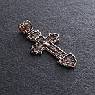 Золотой крестик "Распятие. Спаси и Сохрани" (чернение) п03218 от ювелирного магазина Оникс