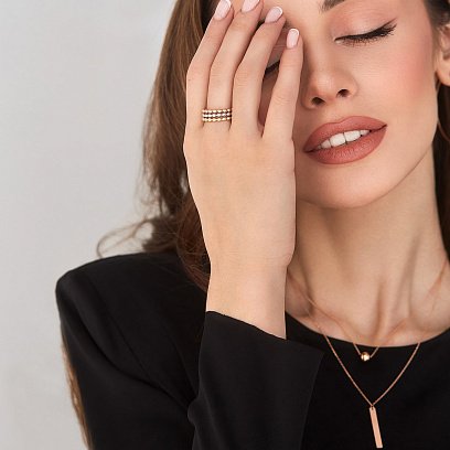 Набор из трех золотых колец "Шарики" к06718 №9