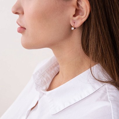 Золотые детские серьги с фианитами с06039 №4