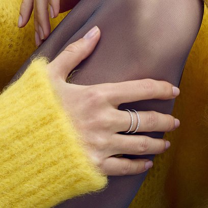 Двойное серебряное кольцо с фианитами OR106010 №6