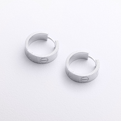 Серьги - кольца "Love" (белое золото) с09662 №2