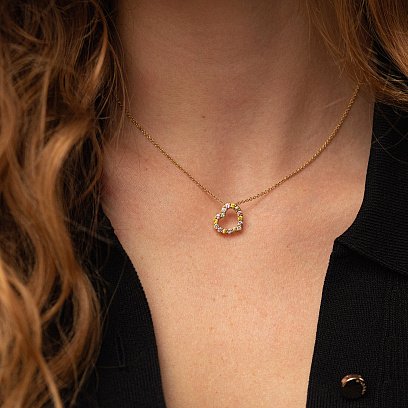 Золотое колье "Сердечко" с бриллиантами и сапфирами колб0092ca №2