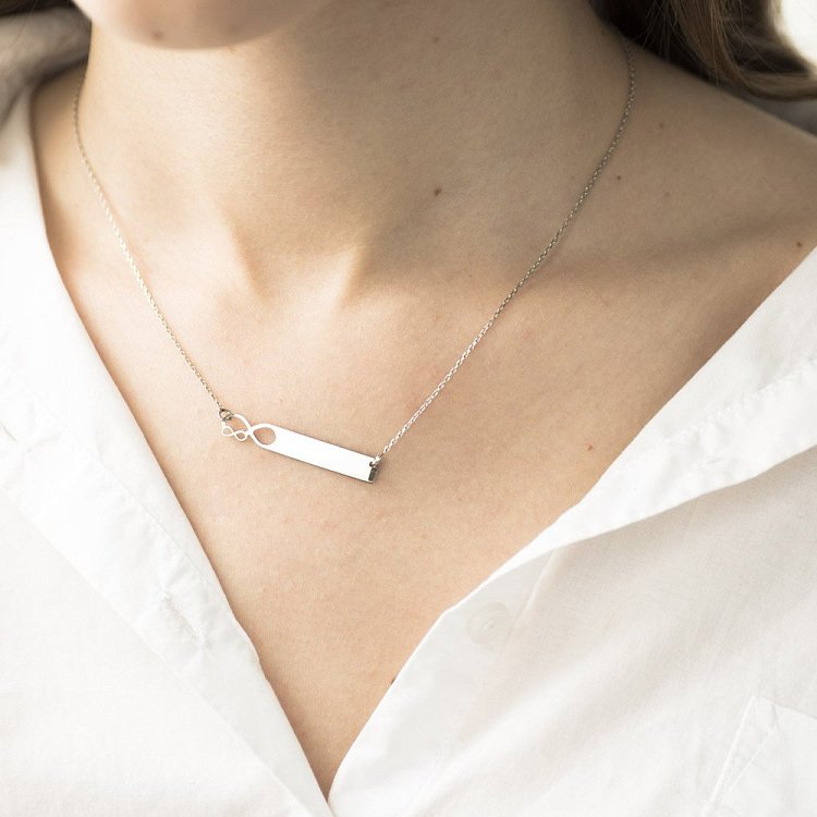 Серебряное колье со знаком бесконечности (возможна гравировка) 18709 от ювелирного магазина Оникс - 4