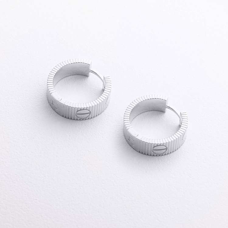 Серьги - кольца "Love" (белое золото) с09662 от ювелирного магазина Оникс - 1