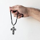 Чоловічий православний хрест на шнурі з ебенового дерева і срібла 181183 от ювелирного магазина Оникс - 2