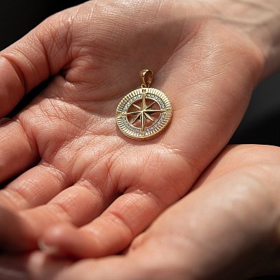 Кулон "Роза ветров" в желтом золоте п03331 №2