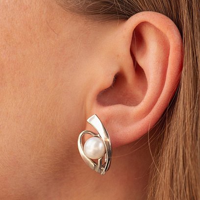 Серебряные серьги (культ. пресн. жемчуг) 12989 №3