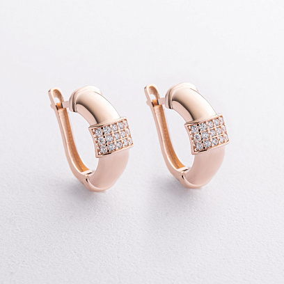 Золотые серьги с фианитами с09726 №3