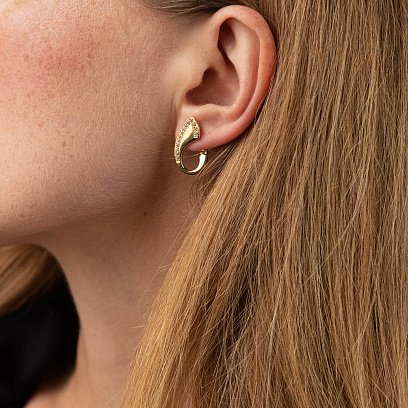 Серьги "Капельки" в желтом золоте (фианиты) с08054 №4