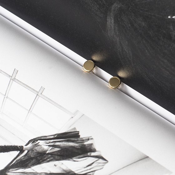 Золотые серьги-пусеты "Кружочки" с05559 №5