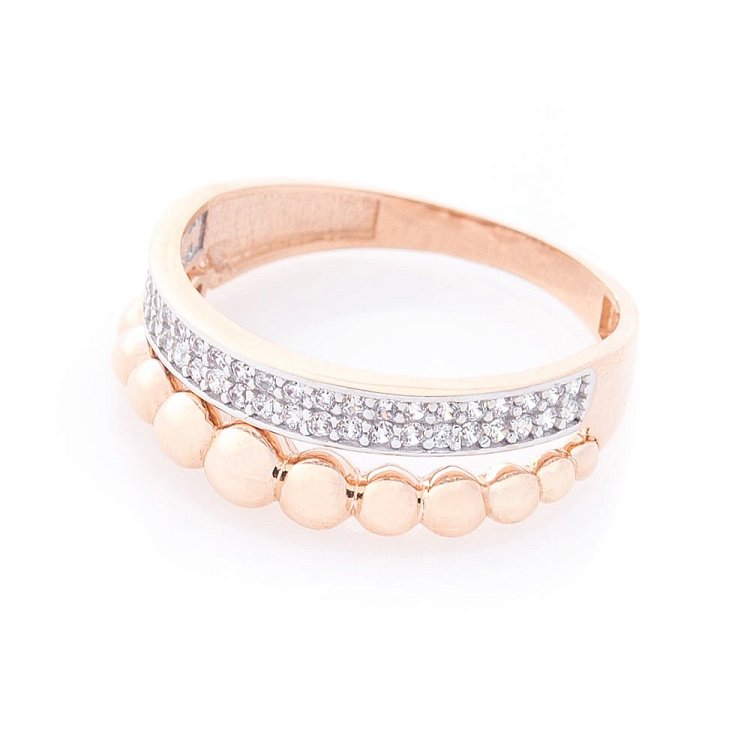 Золотое кольцо с фианитами к05383 от ювелирного магазина Оникс - 1