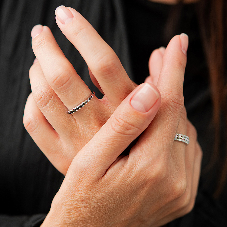 Золота каблучка з чорними діамантами кб0657ca від ювелірного магазину Онікс - 6