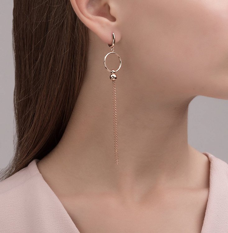 Висячі сережки з червоного золота с06353 від ювелірного магазину Онікс - 7