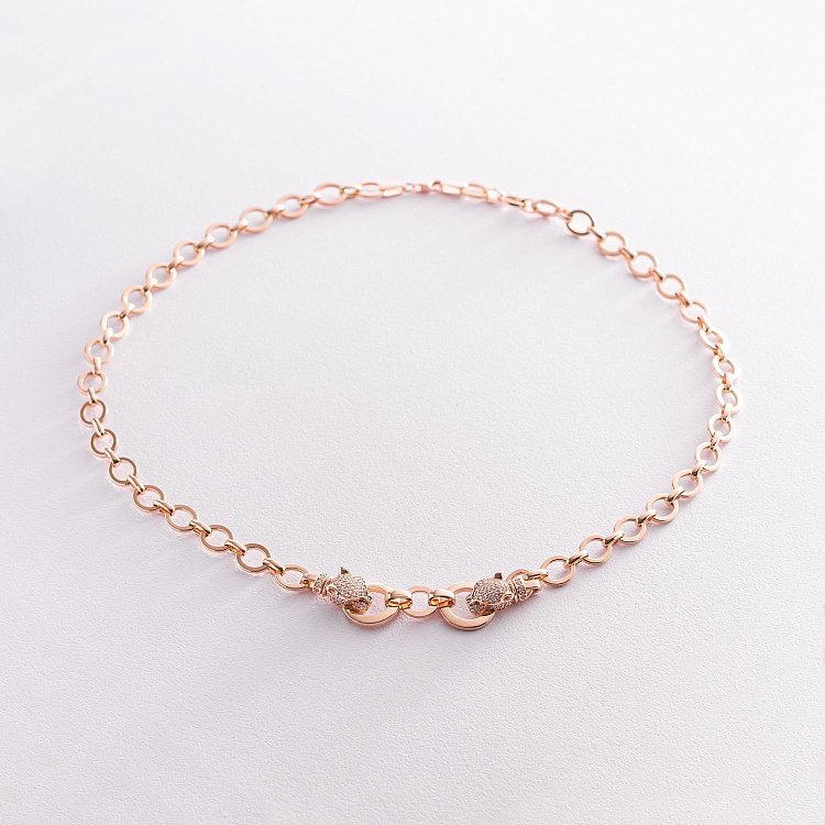 Кольє "Пантера" в червоному золоті (фіаніти) кол01907 від ювелірного магазину Онікс