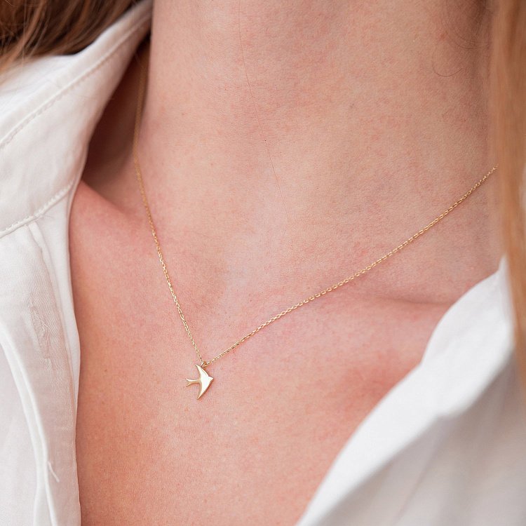 Колье "Ласточка" в желтом золоте кол01613 от ювелирного магазина Оникс - 6