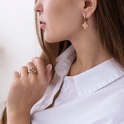 Золоті сережки "Конюшина" с07424 №2