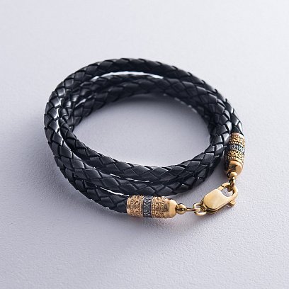 Шкіряний шнурок "Спаси і Збережи" зі срібною застібкою (5 мм) 18725