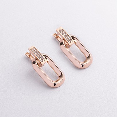 Серьги в красном золоте (фианиты) с09290 №2