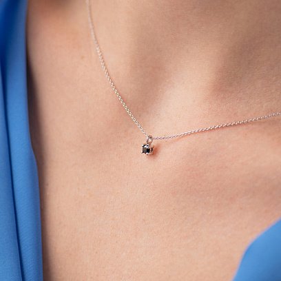 Золоте кольє з чорним діамантом колб0098y №6