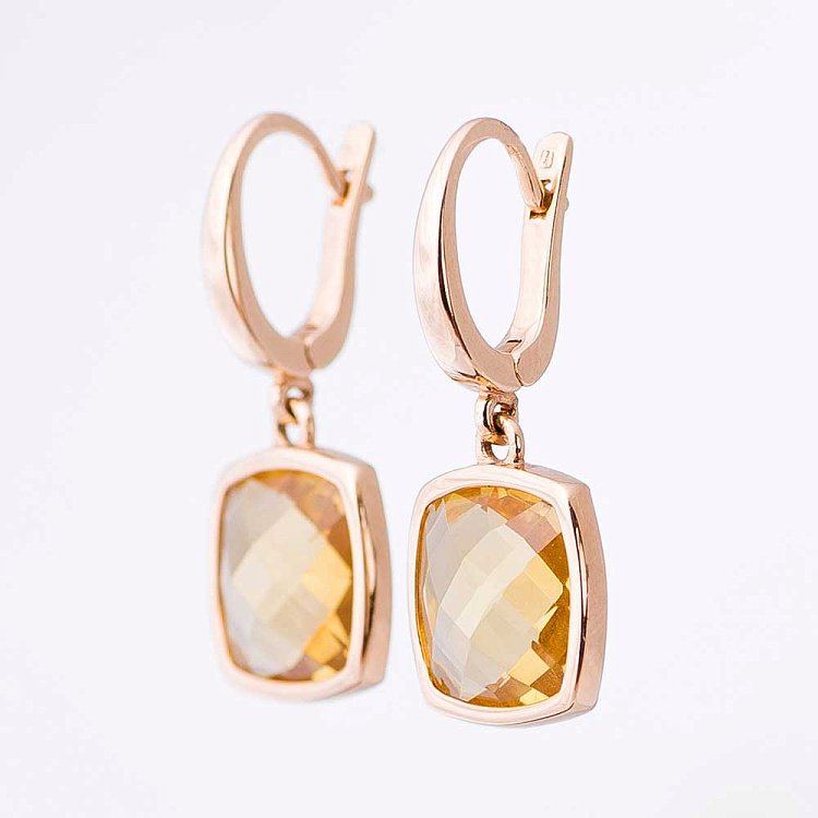 Золоті сережки з цитрином z14048686 від ювелірного магазину Онікс