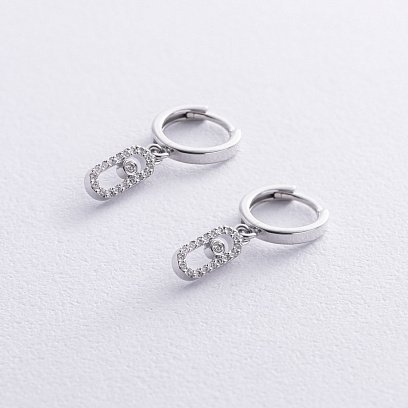 Серьги - кольца с бриллиантами (белое золото) 335111121 №3