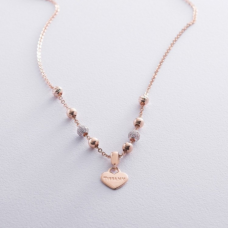 Золоте кольє "Сердечко" з фіанітами кол01331 від ювелірного магазину Онікс