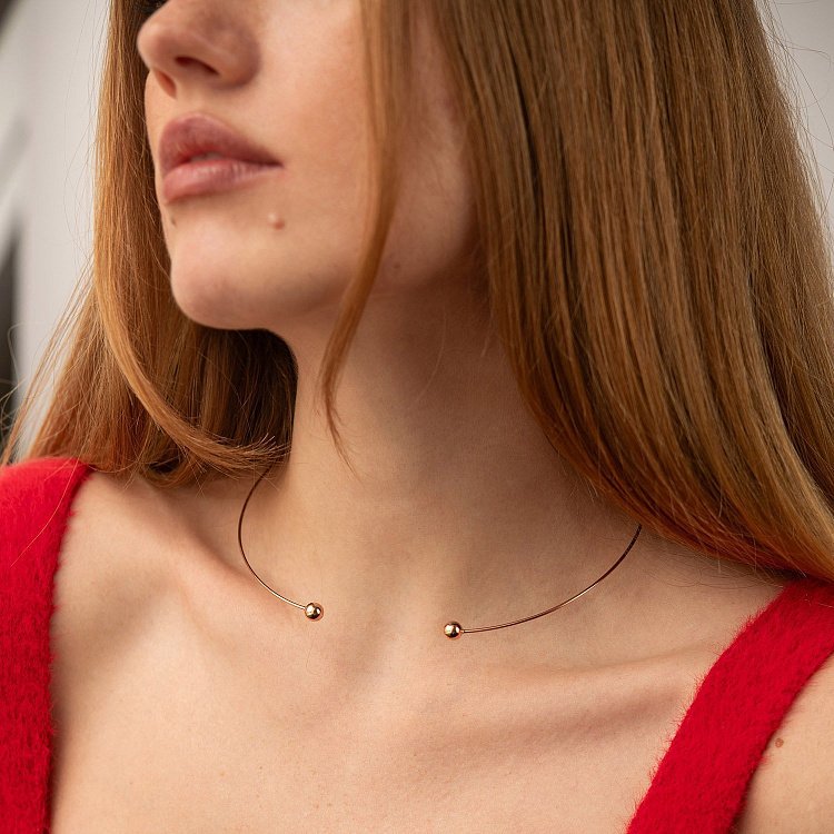 Колье - чокер "Miley" (красное золото) с шариками кол02540 от ювелирного магазина Оникс - 3