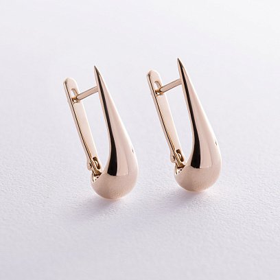 Серьги "Маленькие капельки" в желтом золоте (2.6 см) с08227