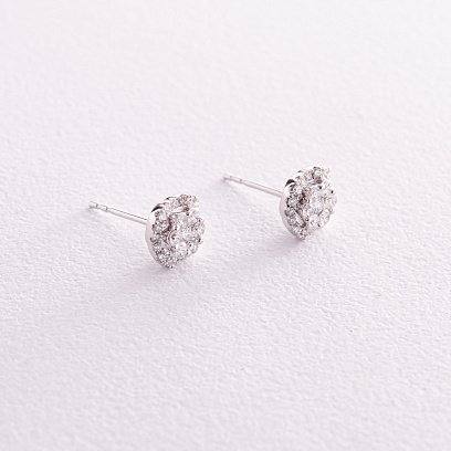 Золотые серьги - пусеты "Клевер" с бриллианатми сб0091cha №5