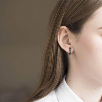 Золоті сережки з чорними діамантами сб0252sth №3