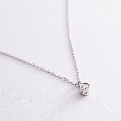 Кольє у білому золоті з діамантом 718891121 №3