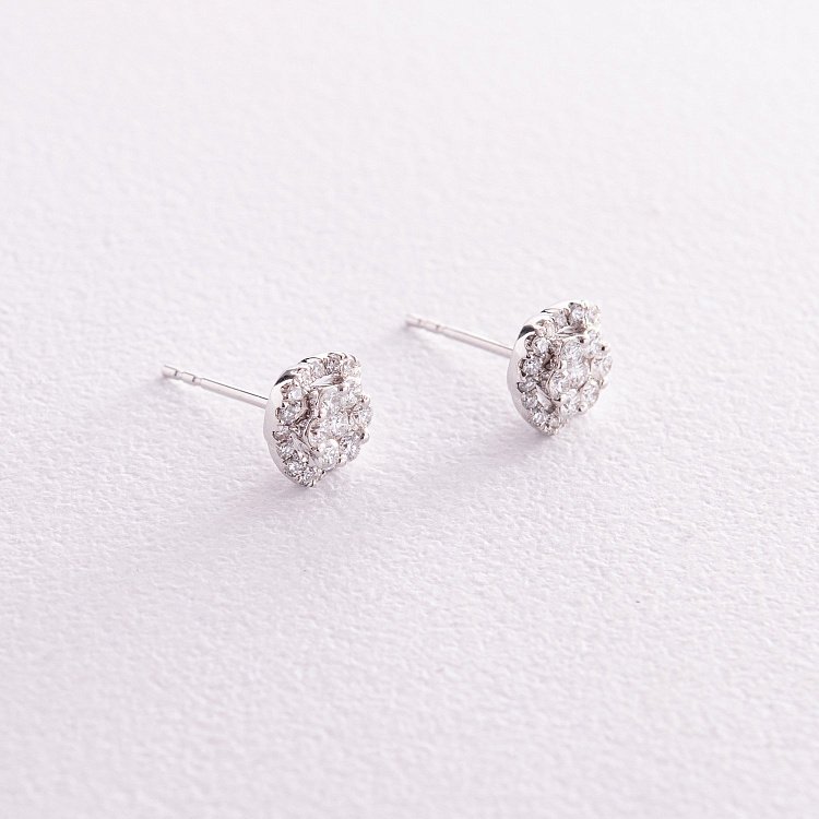 Золотые серьги - пусеты "Клевер" с бриллианатми сб0091cha от ювелирного магазина Оникс - 4