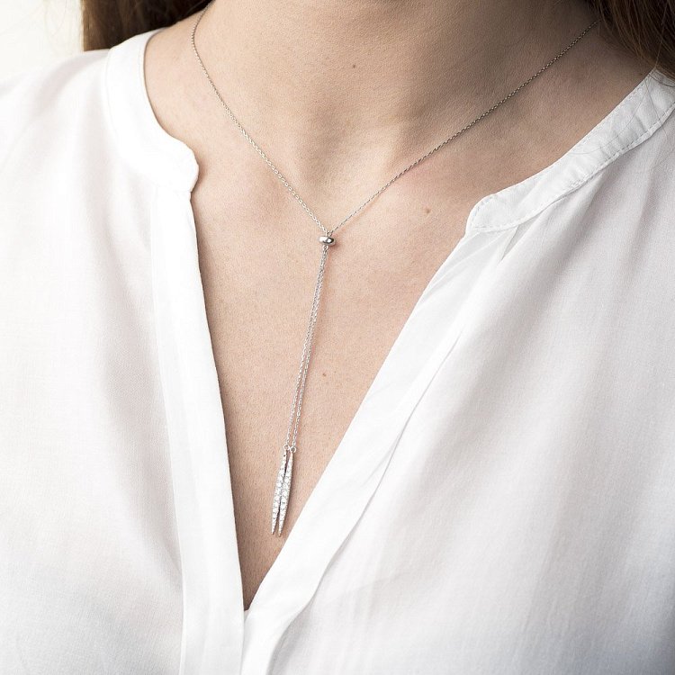 Срібне кольє з фіанітами 18517 від ювелірного магазину Онікс - 1