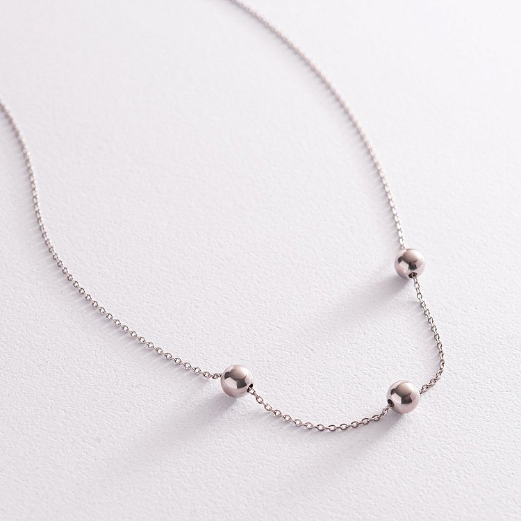 Серебряное колье "Шарики" 1097 от ювелирного магазина Оникс - 2