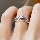Золотое помолвочное кольцо  "Я люблю тебя" с фианитами к07142 от ювелирного магазина Оникс - 4