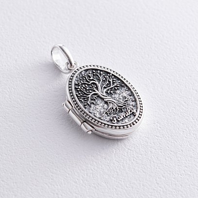 Серебряный кулон "Древо жизни. Семейное дерево" для фотографии (чернение) 7345 №6