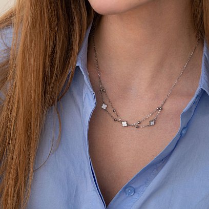 Серебряное колье "Клевер" (эмаль) 181131 №2